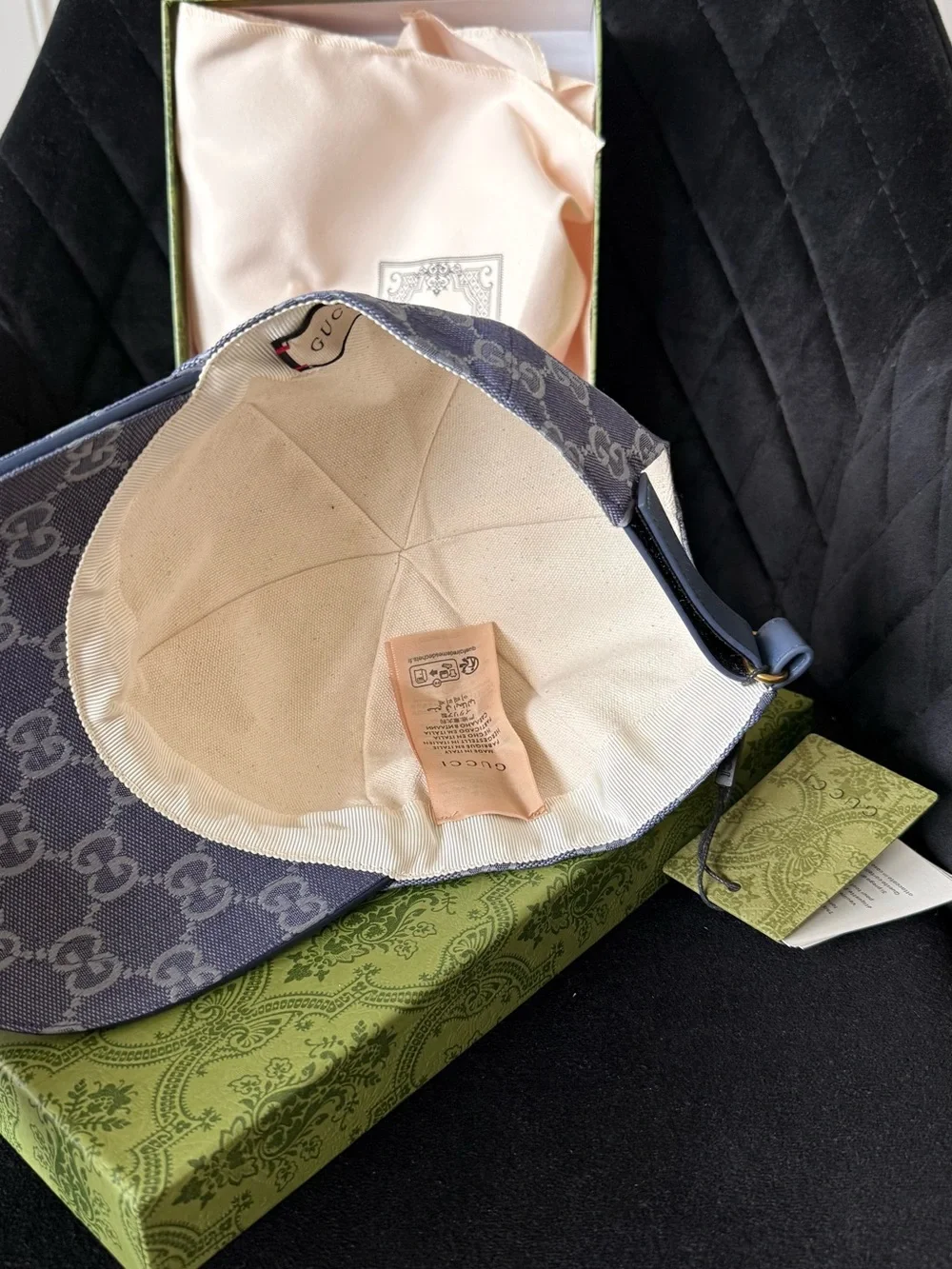 Gucci Blue Monogram Baseball Cap